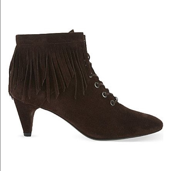 MAJE Marron Suede Fringed Booties NIB Size 38 Fox